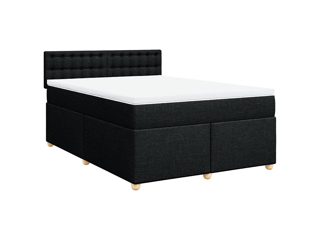 Boxspring met matras stof zwart 140x200 cm