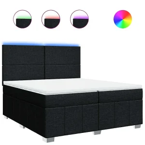 Boxspring met matras stof zwart 200×200 cm