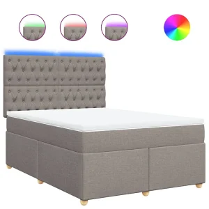 Boxspring met matras stof taupe 140×190 cm
