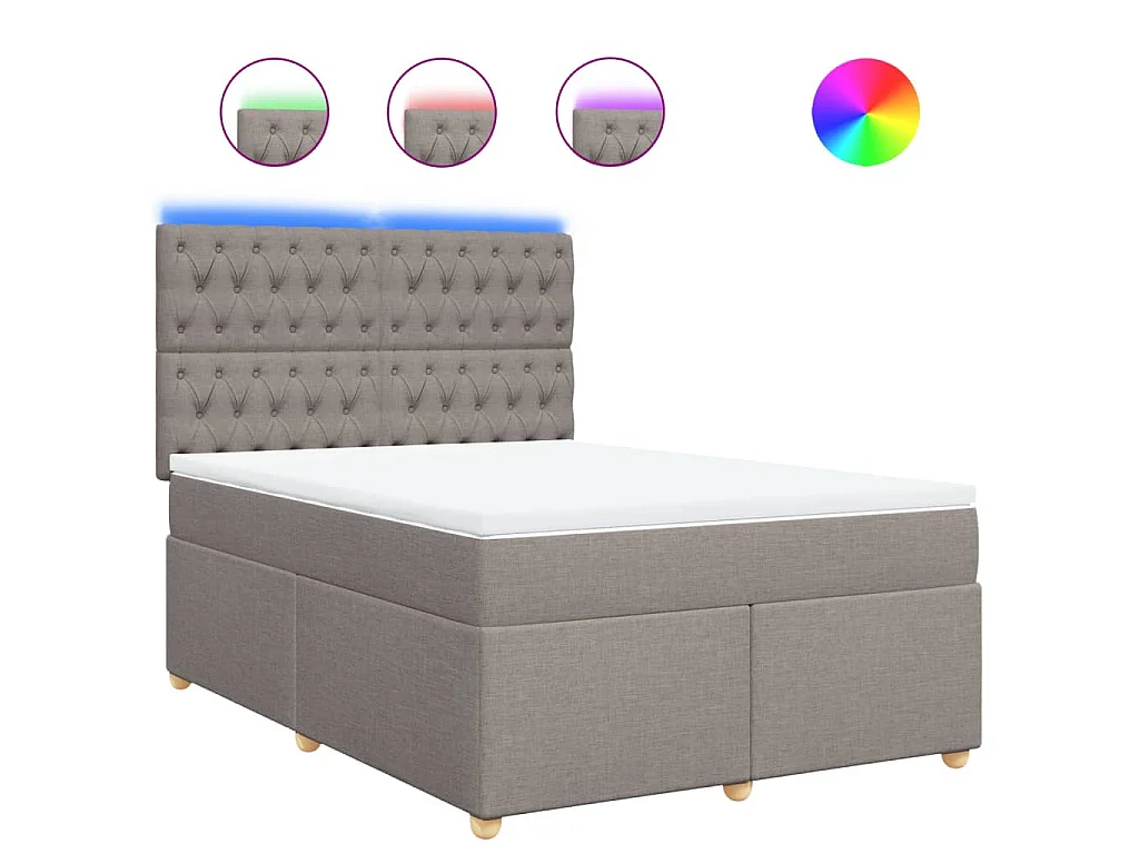 Boxspring met matras stof taupe 140x190 cm