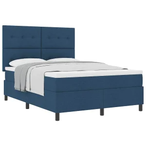 Boxspringbed met matras met hoofdeinde Blauw 140 x 200 cm Stof Boxspringbed met matras met hoofdeinde Blauw 140 x 200 cm Stof