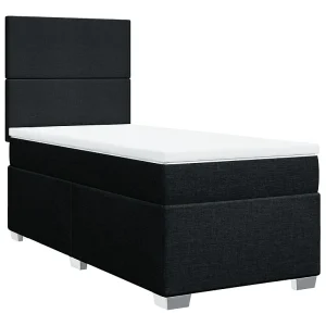 Boxspring met matras stof zwart 90×190 cm Boxspring met matras stof zwart 90×190 cm