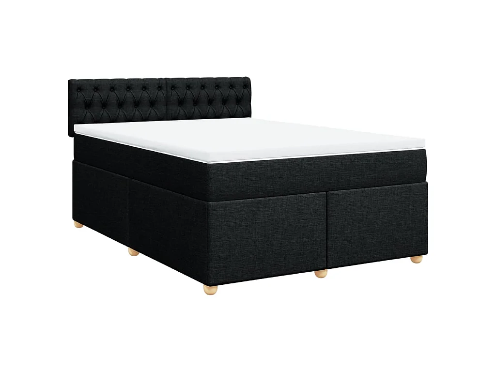 Boxspring met matras stof zwart 140x200 cm