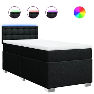 Boxspring met matras stof zwart 90×200 cm Boxspring met matras stof zwart 90×200 cm