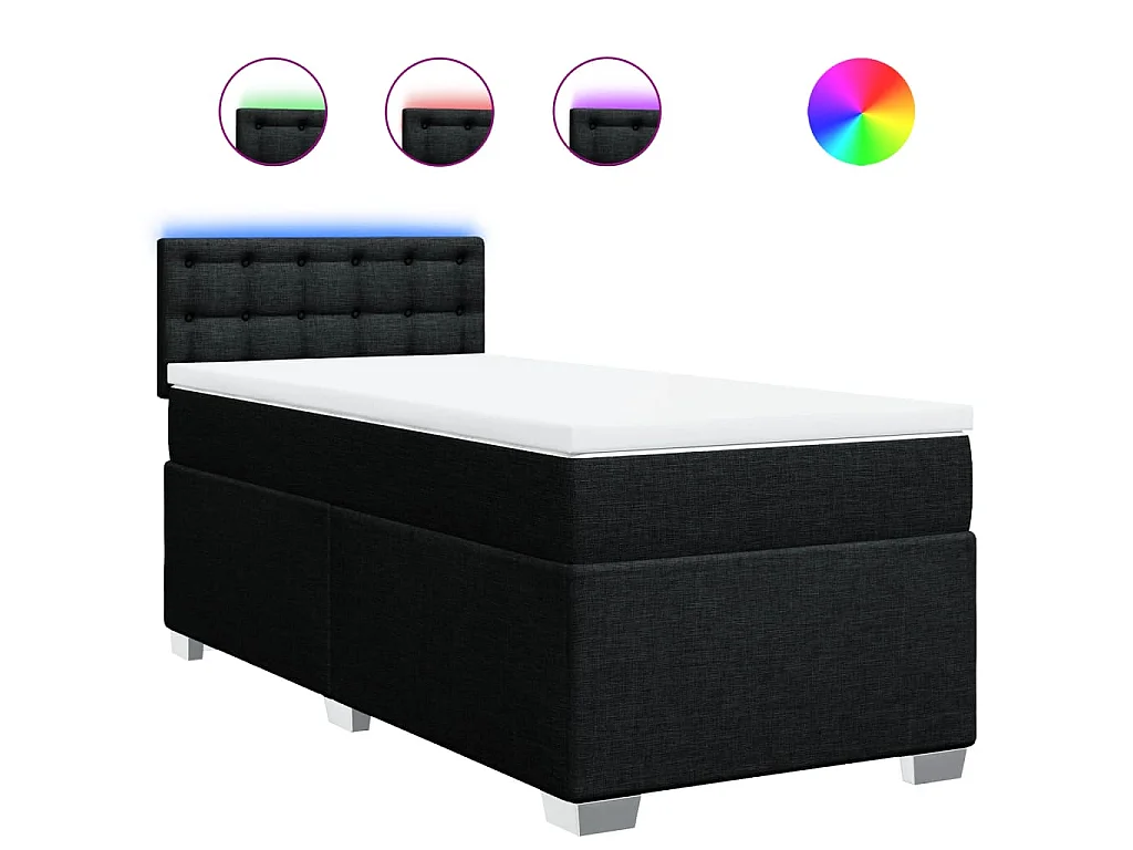 Boxspring met matras stof zwart 90x200 cm
