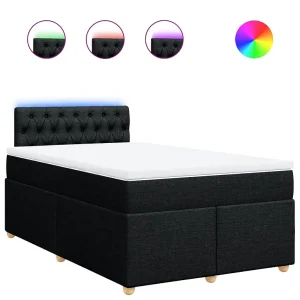 Boxspring met matras stof zwart 120×190 cm