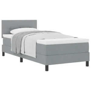 Boxspringbed met hoofdeinde Lichtgrijs 90 x 190 cm Stof