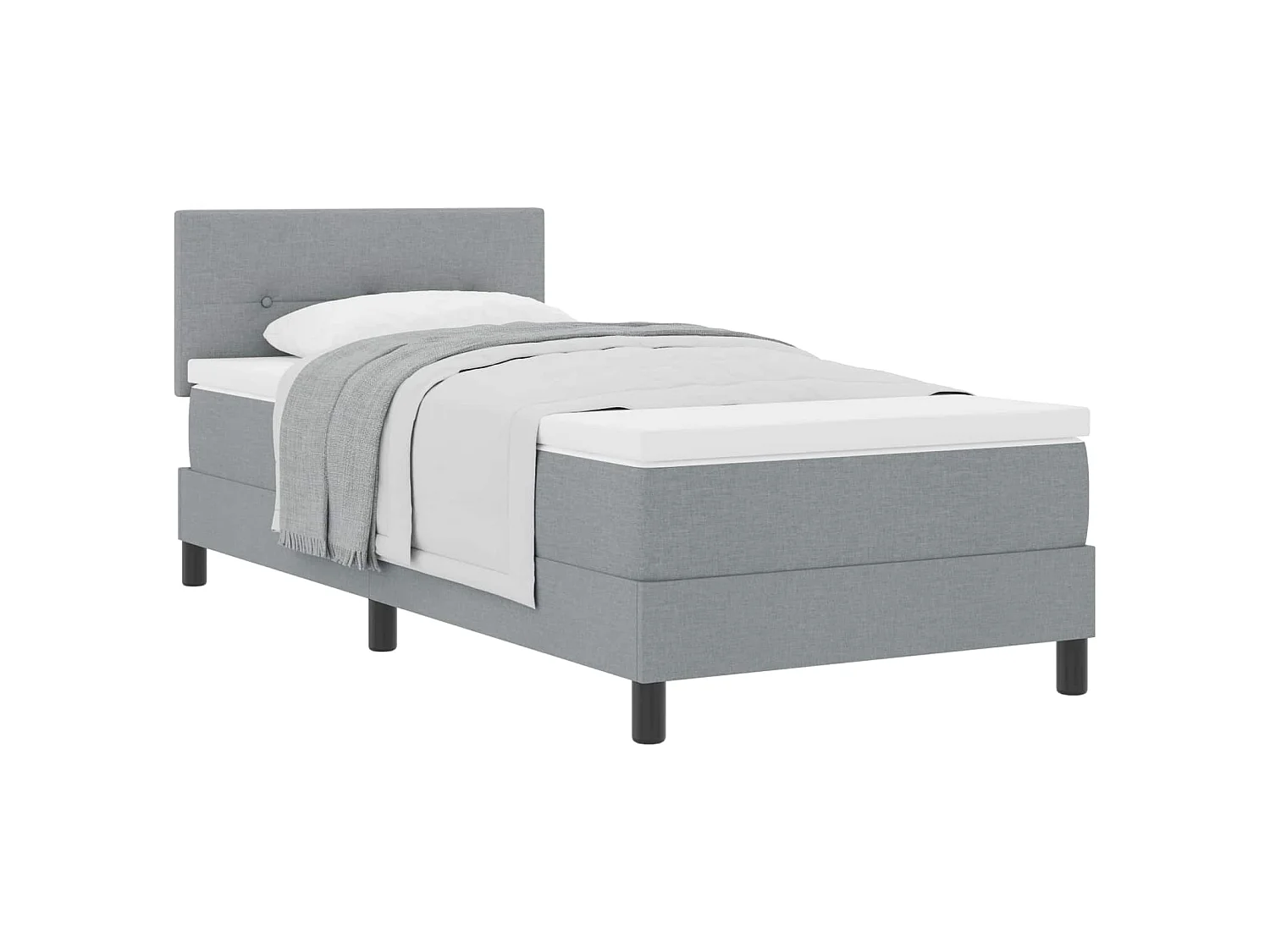 Boxspringbed met hoofdeinde Lichtgrijs 90 x 190 cm Stof