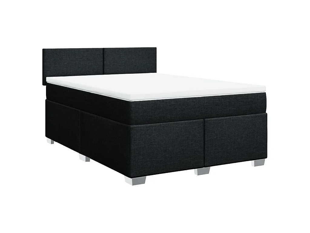 Boxspring met matras stof zwart 140x200 cm