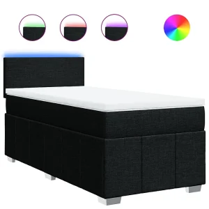 Boxspring met matras stof zwart 80×200 cm Boxspring met matras stof zwart 80×200 cm