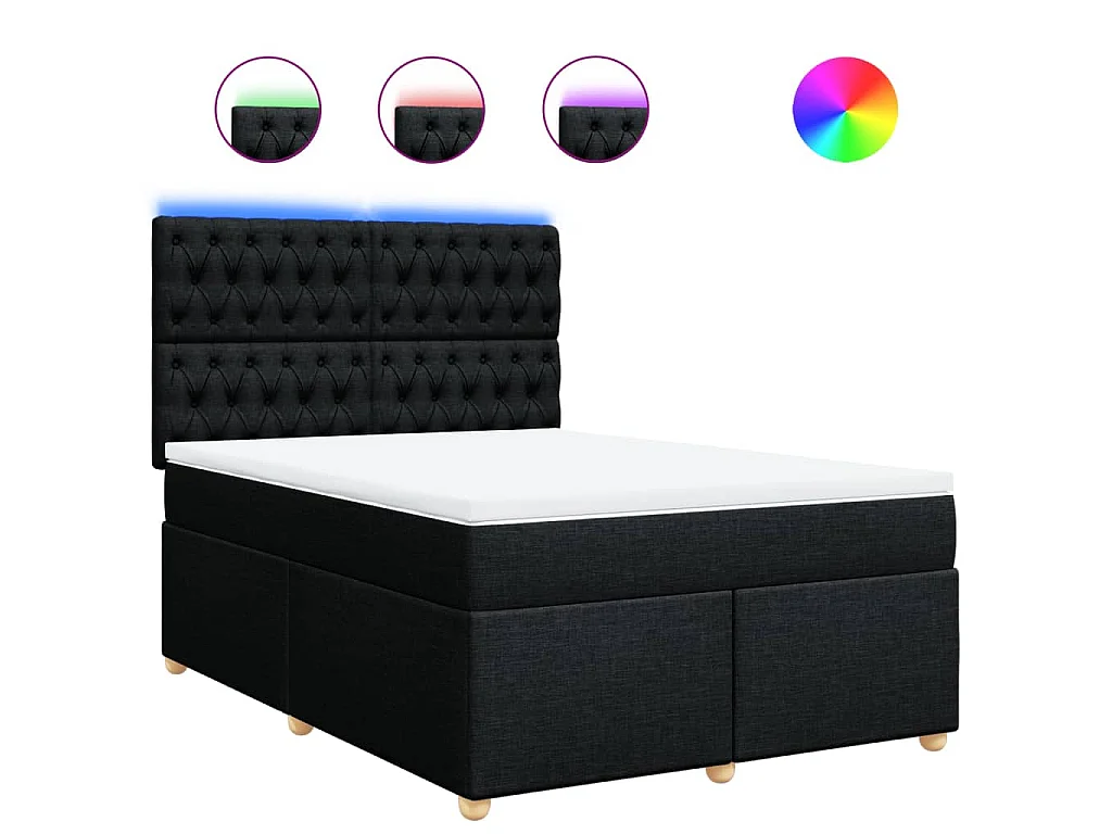 Boxspring met matras stof zwart 140x190 cm