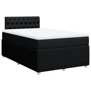 Boxspring met matras stof zwart 120×190 cm