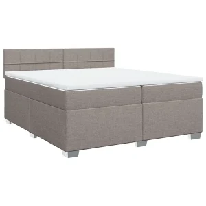 Boxspring met matras stof taupe 200×200 cm