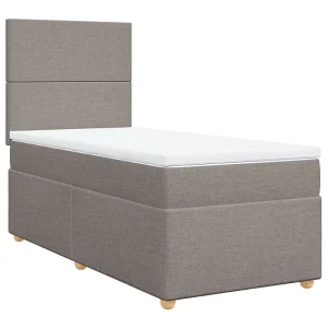 Boxspring met matras stof taupe 90×200 cm Boxspring met matras stof taupe 90×200 cm