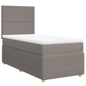 Boxspring met matras stof taupe 90×200 cm Boxspring met matras stof taupe 90×200 cm