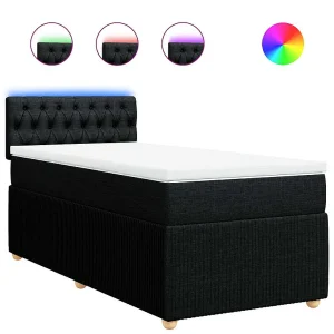 Boxspring met matras stof zwart 80×200 cm Boxspring met matras stof zwart 80×200 cm