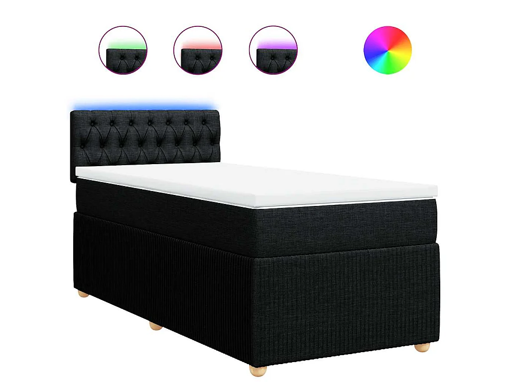 Boxspring met matras stof zwart 80x200 cm