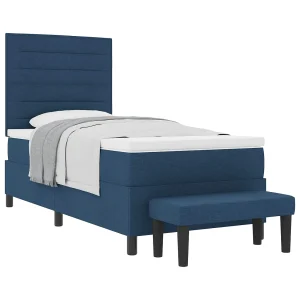 Boxspringbed met hoofdeinde Blauw 90 x 190 cm Stof