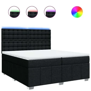 Boxspring met matras stof zwart 200×200 cm Boxspring met matras stof zwart 200×200 cm