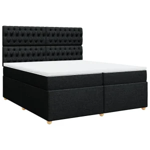 Boxspring met matras stof zwart 200×200 cm Boxspring met matras stof zwart 200×200 cm
