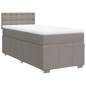 Boxspring met matras stof taupe 80×200 cm