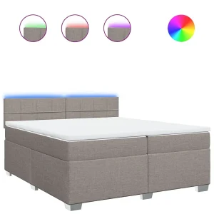 Boxspring met matras stof taupe 200×200 cm