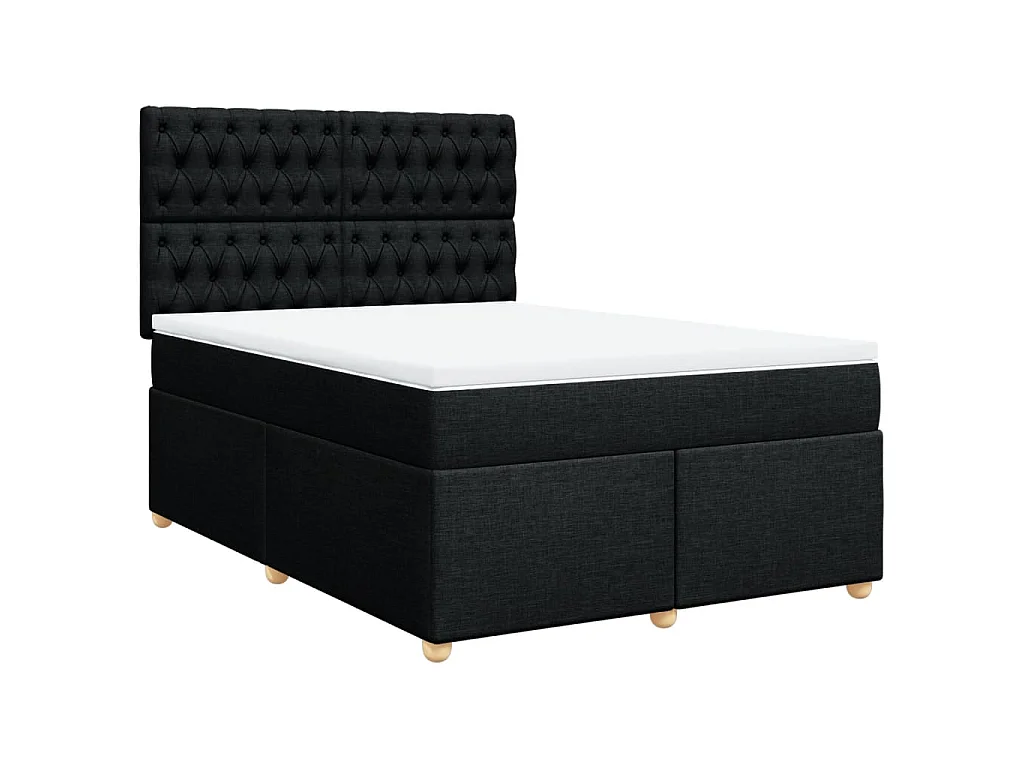 Boxspring met matras stof zwart 160x200 cm