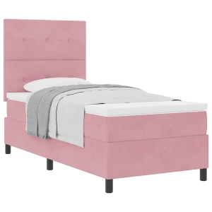 Boxspringbed met matras Roze 100 x 200 cm Fluweel Boxspringbed met matras Roze 100 x 200 cm Fluweel