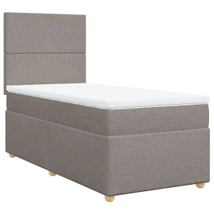 Boxspring met matras stof taupe 100×200 cm