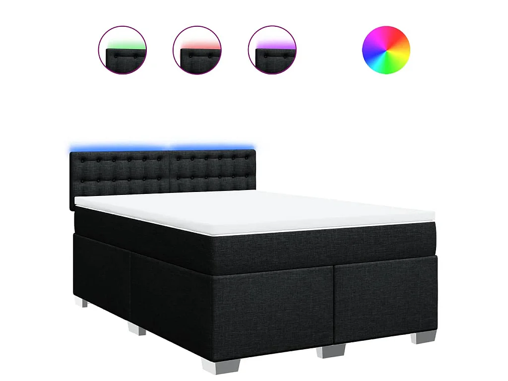 Boxspring met matras stof zwart 140x200 cm