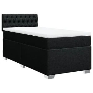 Boxspring met matras stof zwart 100×200 cm Boxspring met matras stof zwart 100×200 cm