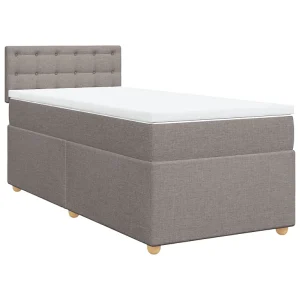 Boxspring met matras stof taupe 90×190 cm Boxspring met matras stof taupe 90×190 cm
