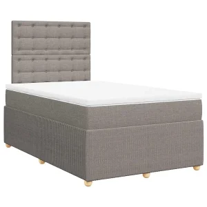 Boxspring met matras stof taupe 120×190 cm