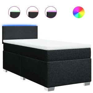 Boxspring met matras stof zwart 90×200 cm Boxspring met matras stof zwart 90×200 cm