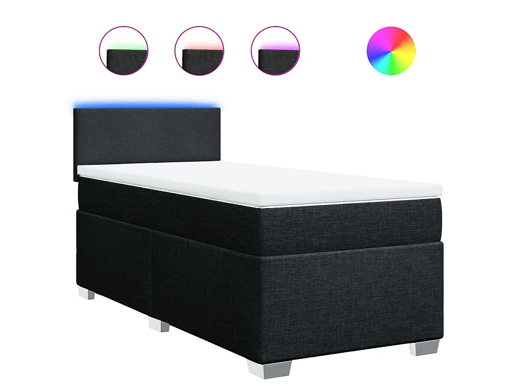 Boxspring met matras stof zwart 90x200 cm