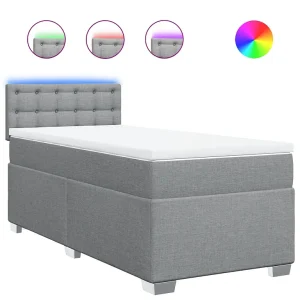 Boxspring met matras stof lichtgrijs 90×200 cm Boxspring met matras stof lichtgrijs 90×200 cm