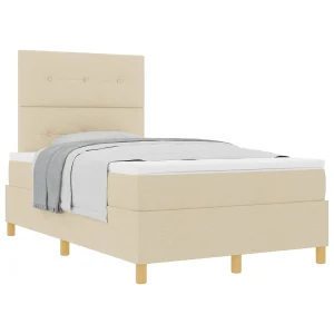 Boxspringbed met matras met hoofdeinde Crème 120 x 200 cm Stof Boxspringbed met matras met hoofdeinde Crème 120 x 200 cm Stof