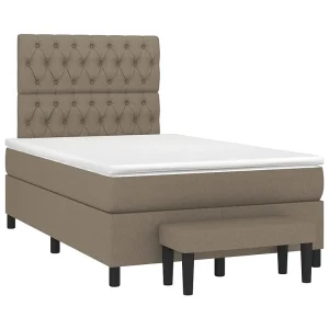 Boxspring met matras stof taupe 120×190 cm
