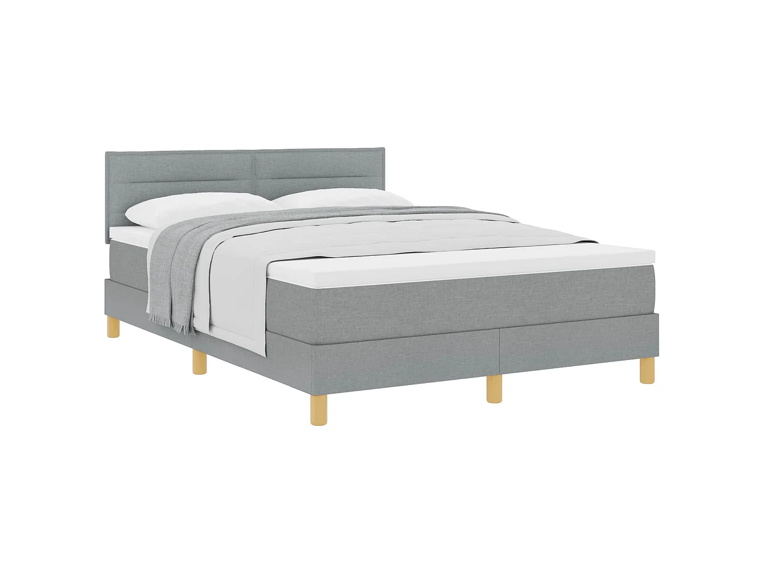 Boxspringbed met kussen Lichtgrijs 140 x 190 cm Stof