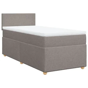 Boxspring met matras stof taupe 90×190 cm Boxspring met matras stof taupe 90×190 cm