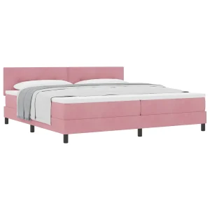 Boxspringbed met matras Roze 200 x 200 cm Fluweel Boxspringbed met matras Roze 200 x 200 cm Fluweel