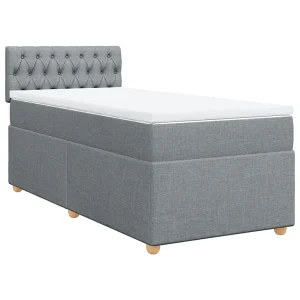 Boxspring met matras stof lichtgrijs 90×200 cm Boxspring met matras stof lichtgrijs 90×200 cm