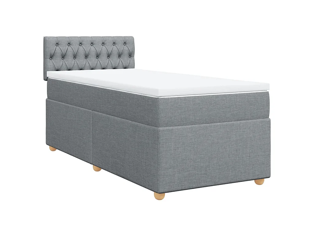 Boxspring met matras stof lichtgrijs 90x200 cm