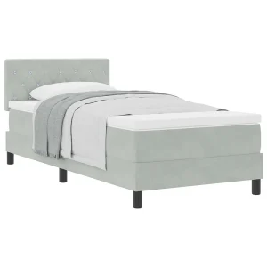 Boxspringbed met matras Lichtgrijs 90 x 190 cm Fluweel Boxspringbed met matras Lichtgrijs 90 x 190 cm Fluweel