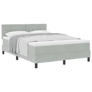 Boxspringbed met matras Lichtgrijs 140 x 200 cm Fluweel Boxspringbed met matras Lichtgrijs 140 x 200 cm Fluweel