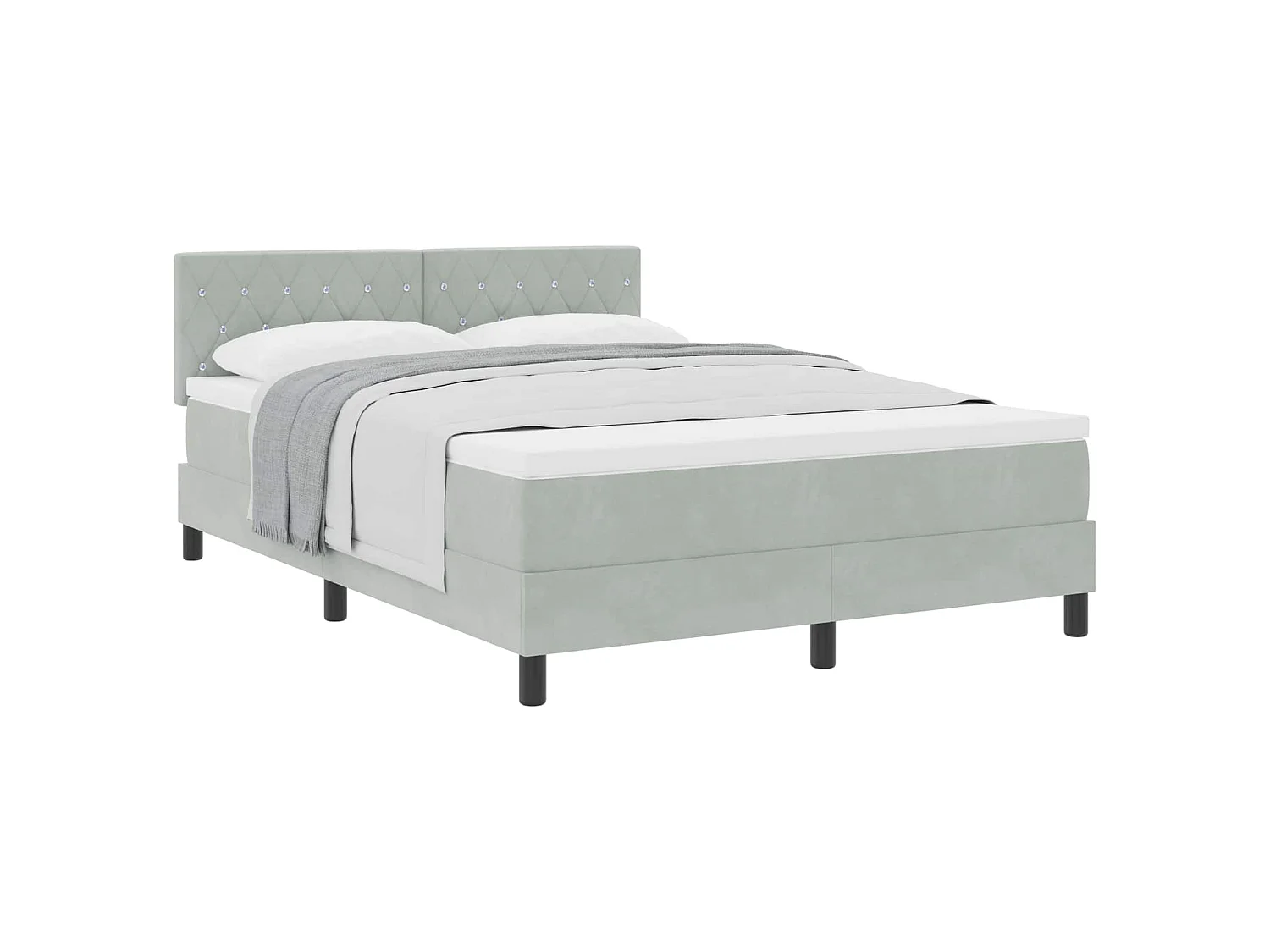 Boxspringbed met matras Lichtgrijs 140 x 200 cm Fluweel