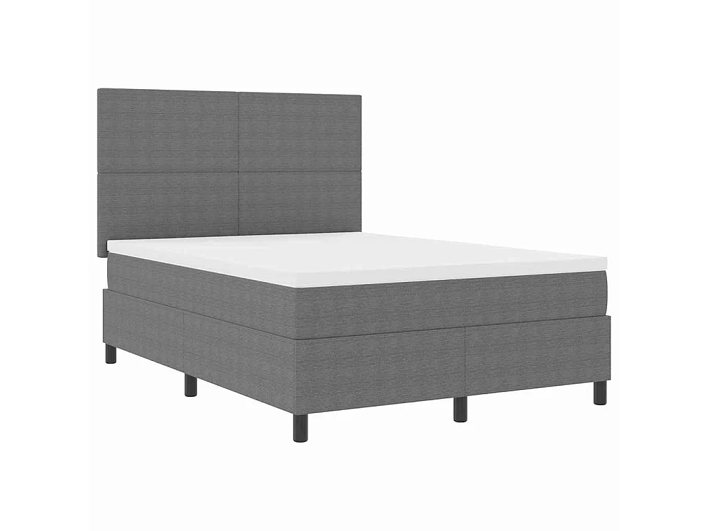 Boxspringbed Lichtgrijs en wit. 140 x 190 cm Katoen Stof