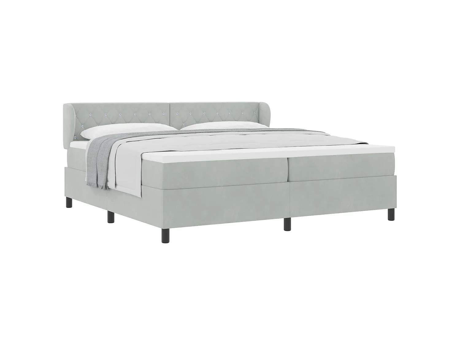 Boxspringbed met matras Lichtgrijs 200 x 200 cm Fluweel