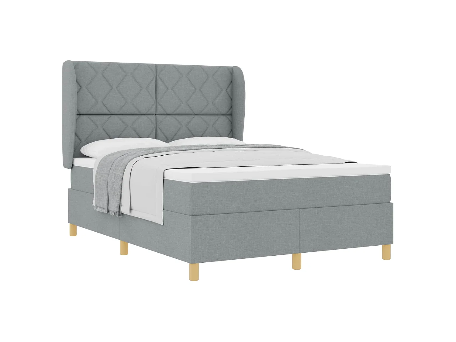 Boxspringbed met hoofdeinde Lichtgrijs 200 x 160 cm Stof