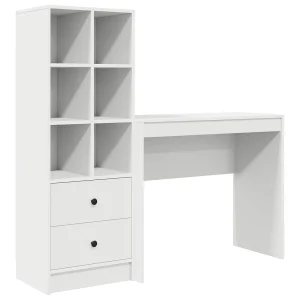 Bureau met lade met plank met opslag 2 pcs Wit